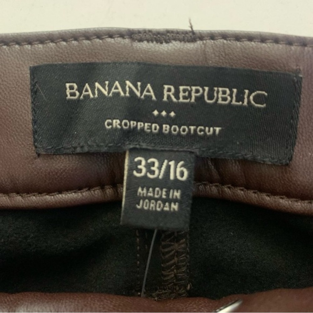 BANANA REPUBLIC Cropped Bootcut Faux Leather Chocolate Brown Elegant Urban Pants - Picture 11 of 15